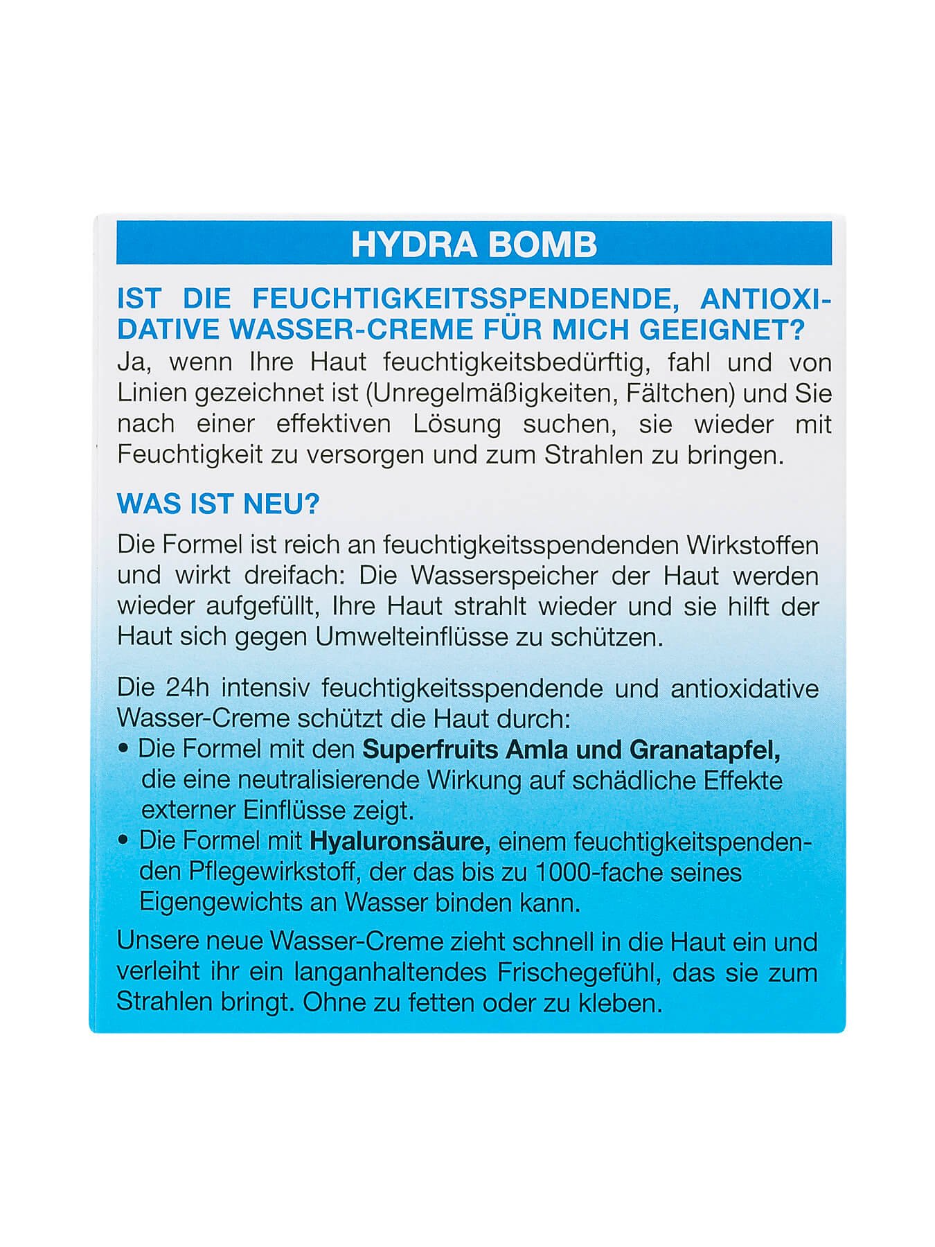 Hydra Bomb Freuchtigkeitsspendende Antioxidative Gel Creme